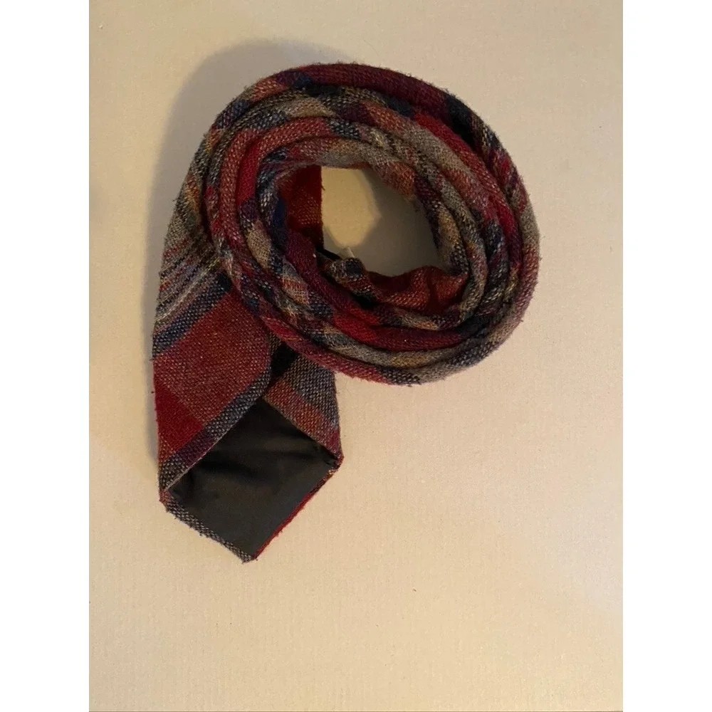 Woolcrofter by Wembley Mens Vintage Plaid Wool Blend Tie Red Blue Grey Check